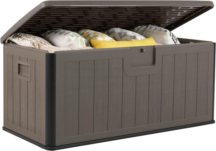 Giantex 100 Gallon Deck Box, Waterproof Resin Box with Lockable Lid