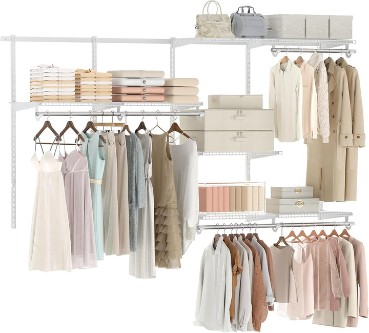 Giantex Closet Organizer System 4-8 FT Wall-Mounted Closet Shelves and Rod