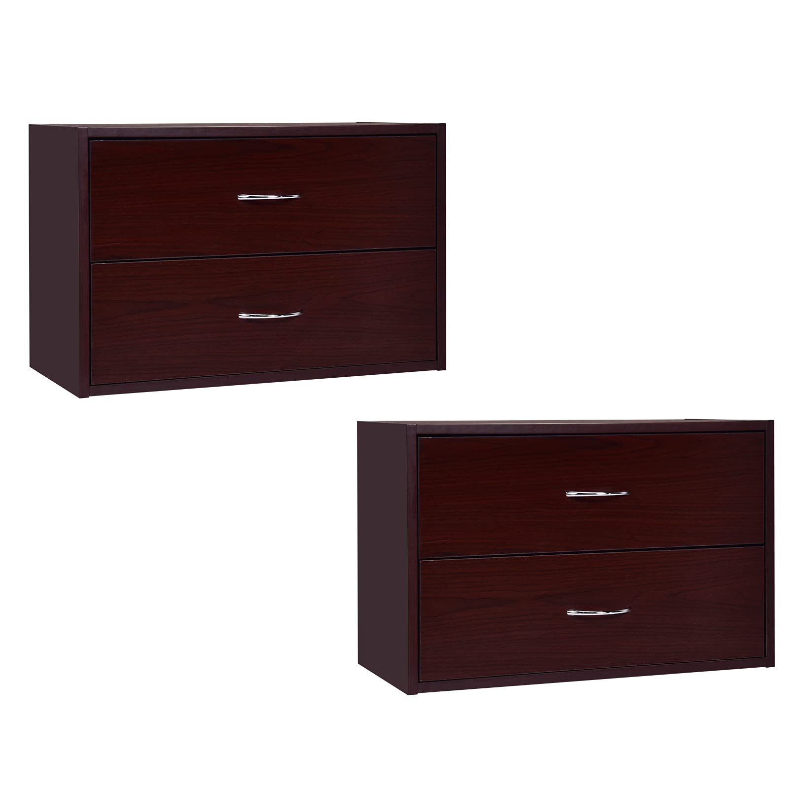 2-Drawer Dresser Retro Stackable Storage Cabinet with Handles