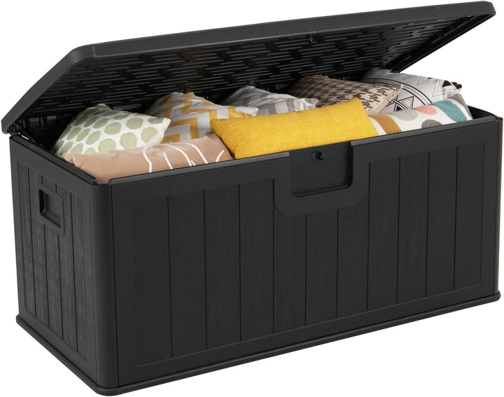 Giantex 100 Gallon Deck Box, Waterproof Resin Box with Lockable Lid
