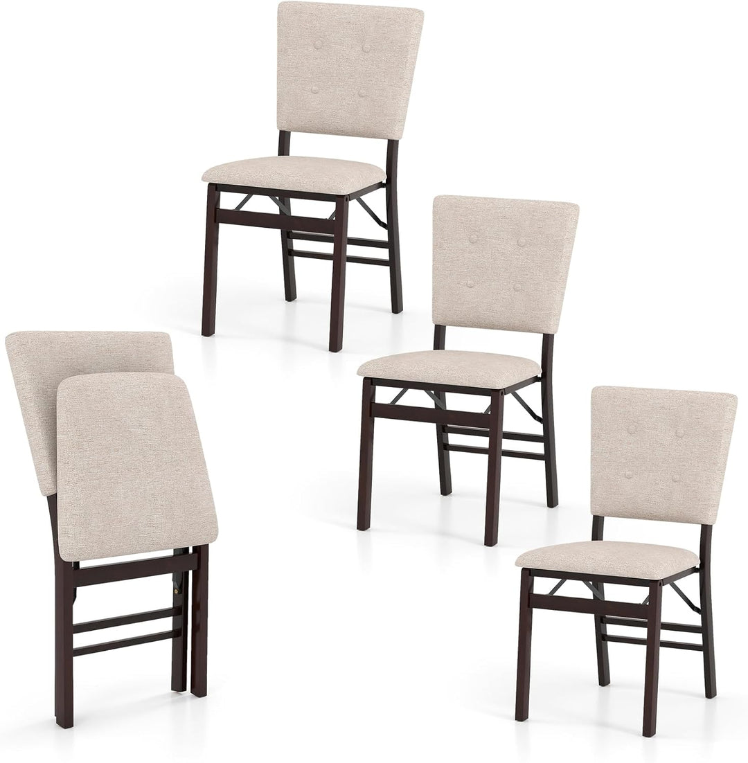 Giantex Foldable Dining Chair Set of 2/4 Armless Kitchen Chair with Padded Seat and Tilt Backrest