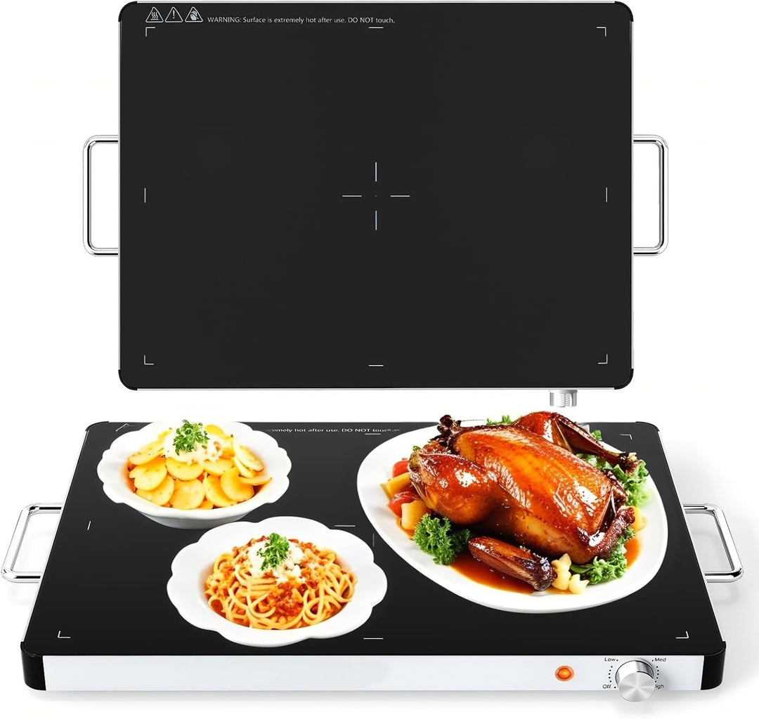 Giantex Electric Warming Tray 21'' x 16'' - Tempered Glass Buffet Server & Food Warmer