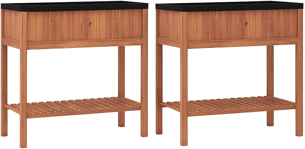 Giantex 40"x20"x39" Raised Garden Bed Wood Planter Box with Plant Stand & Black Liner