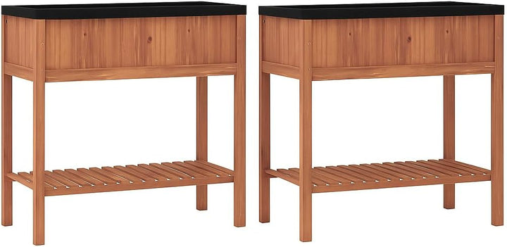 Giantex 40"x20"x39" Raised Garden Bed Wood Planter Box with Plant Stand & Black Liner