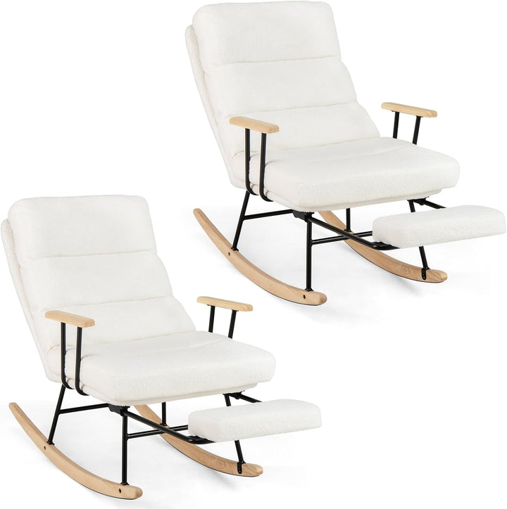 Giantex Nursery Rocking Chair Teddy Velvet Upholstered Rocking Chair