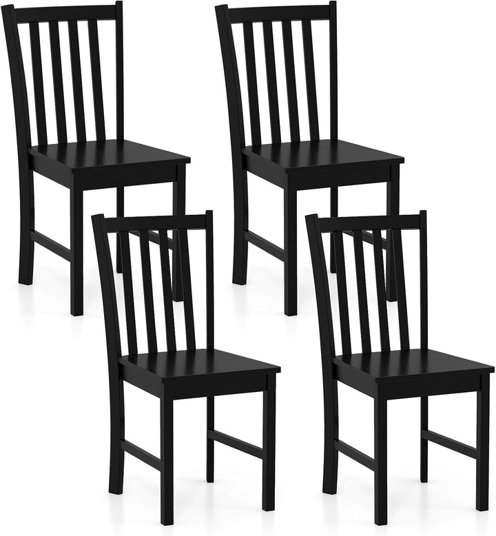 Giantex Wooden Dining Chairs Set of 2/4-100% Solid Rubber Wood Kitchen Chair with Curved Backrest