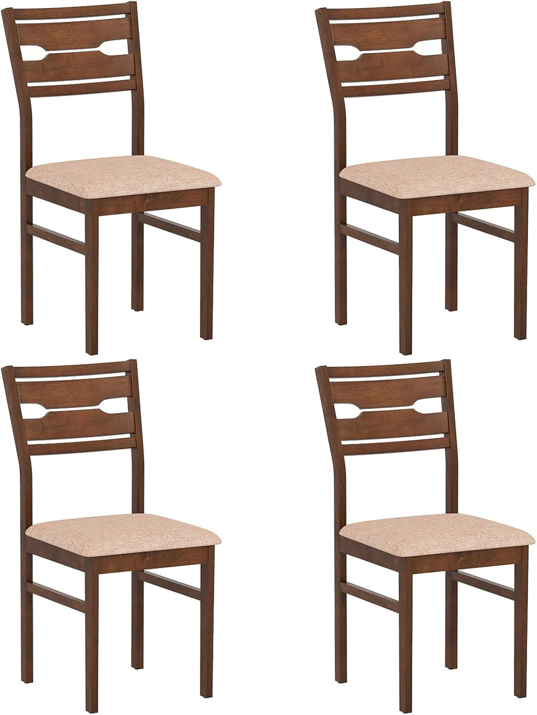 Giantex Wooden Dining Chairs Set of 2/4 Fabric Upholstered Kitchen Armless Chairs
