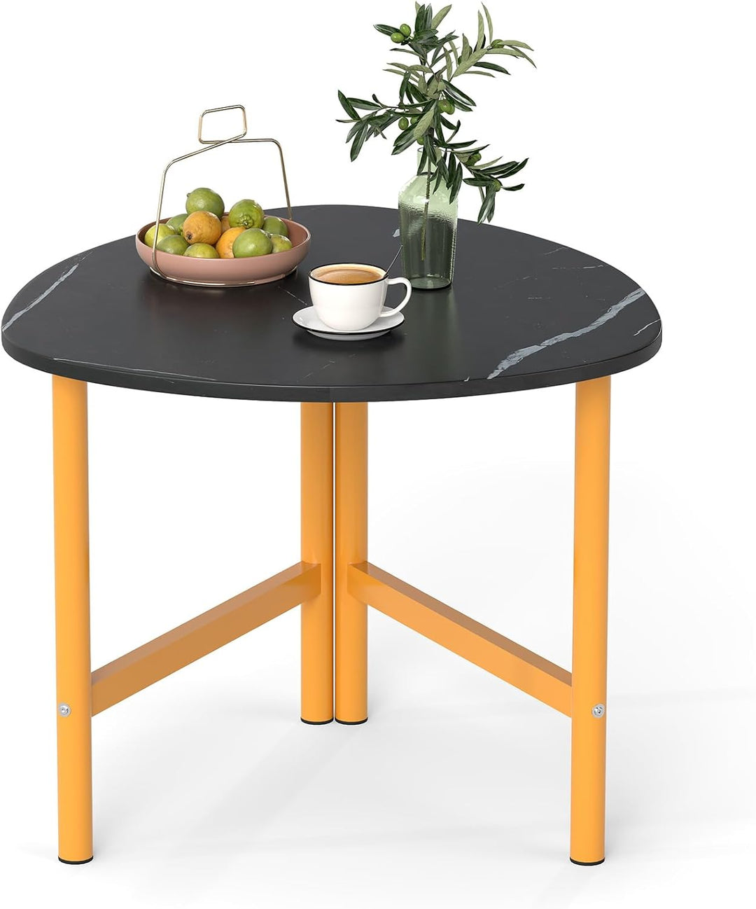 Giantex Triangle End Table Wood Side Table with Metal Legs
