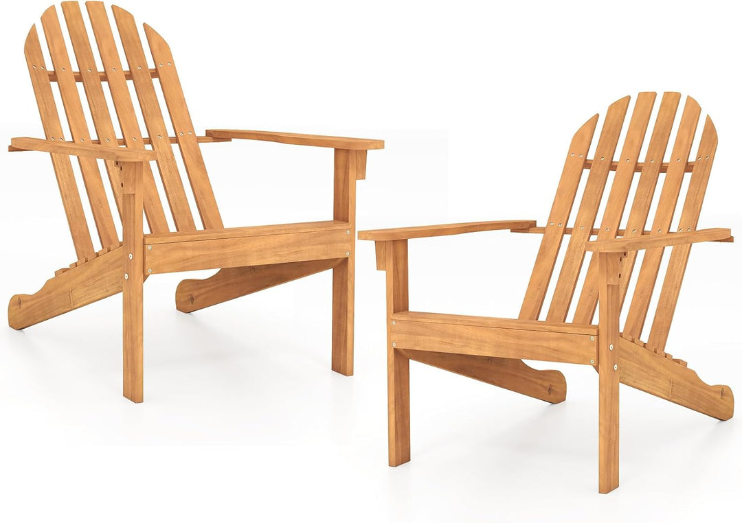 Giantex Acacia Wood Patio Adirondack Chair with Inclined Seat and High Backrest
