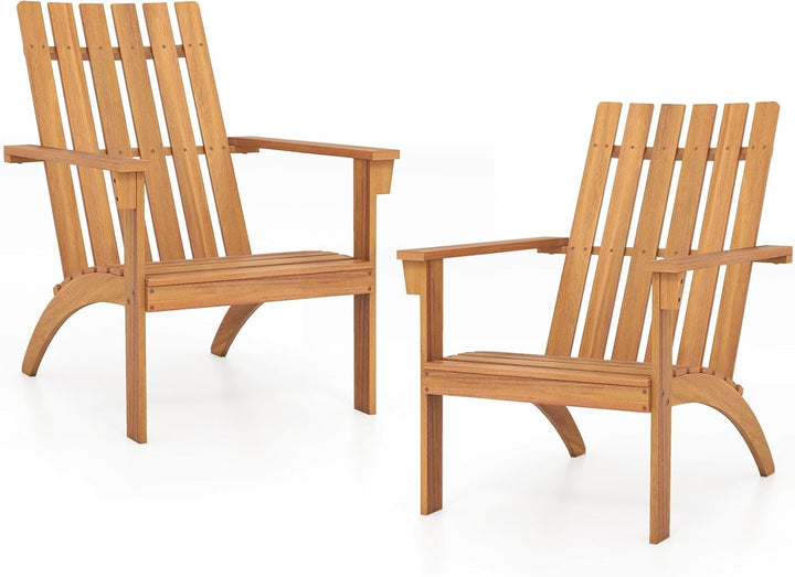 Giantex Acacia Wood Patio Adirondack Chair with Inclined Seat and High Backrest for Porch