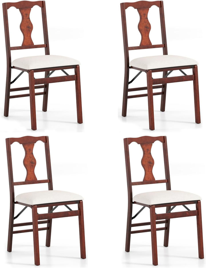 Giantex Folding Dining Chairs Set of 2/4 Upholstered Dining Chairs with Comfy Padded Seats
