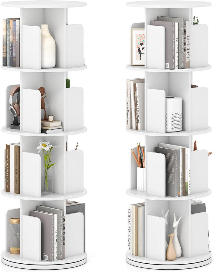 Giantex 4-Tier Rotating Bookshelf 360° Display Rack w/Dividers & Anti-Falling Baffles