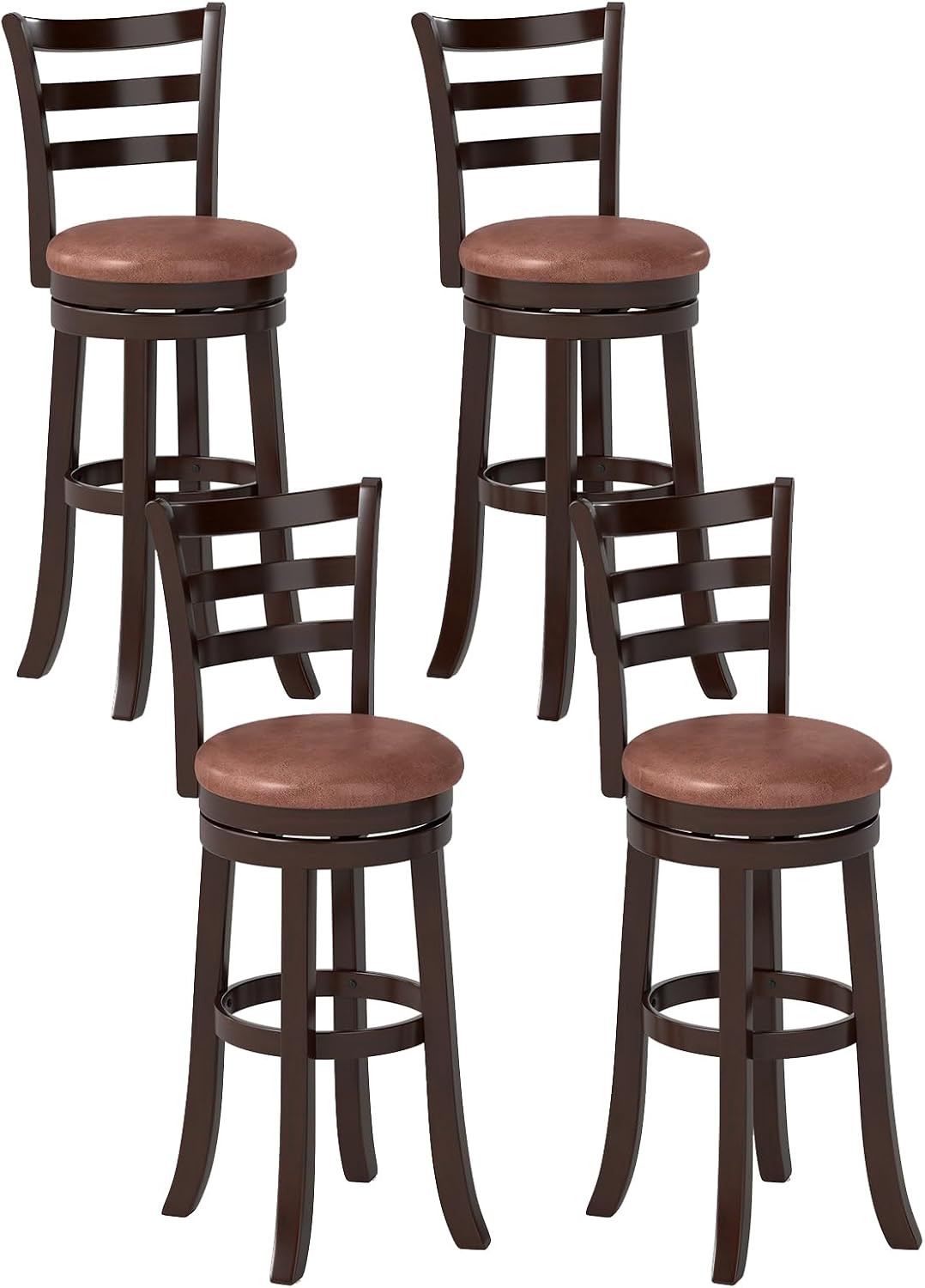 Giantex 30" Counter Height Swivel Barstools Set of 2/4 with Faux Leather Seat and Wrap-around Footrest