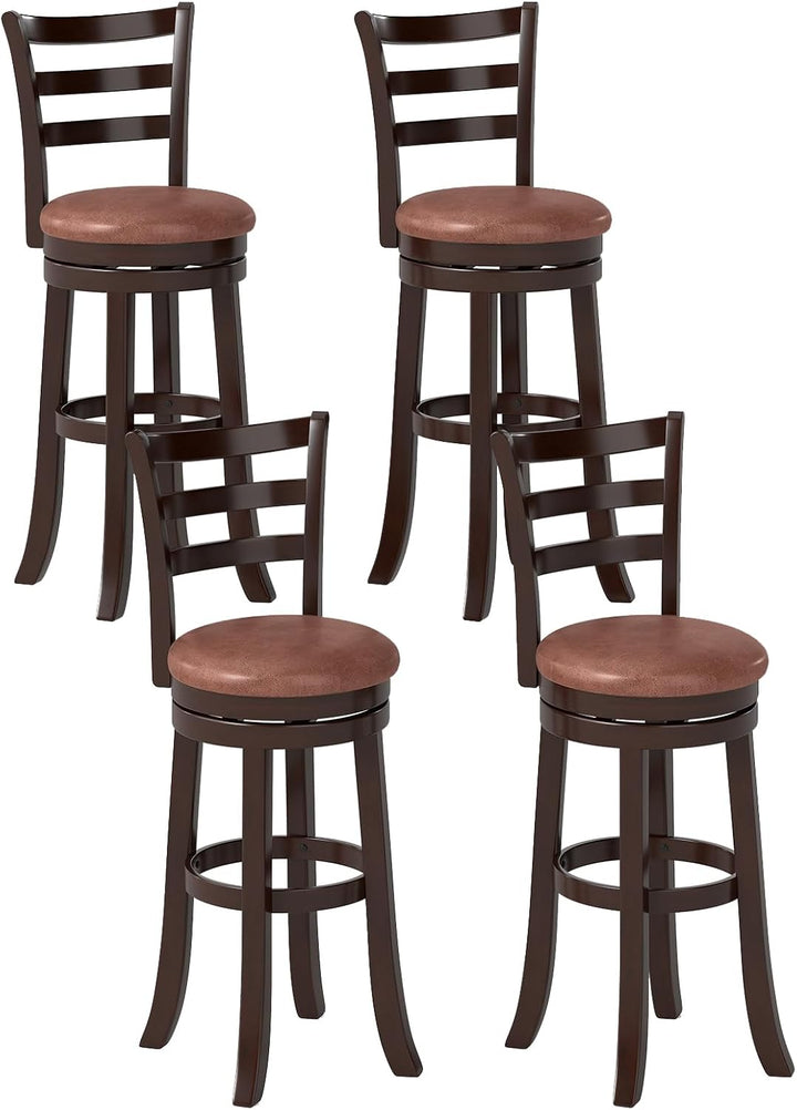 Giantex 30" Counter Height Swivel Barstools Set of 2/4 with Faux Leather Seat and Wrap-around Footrest