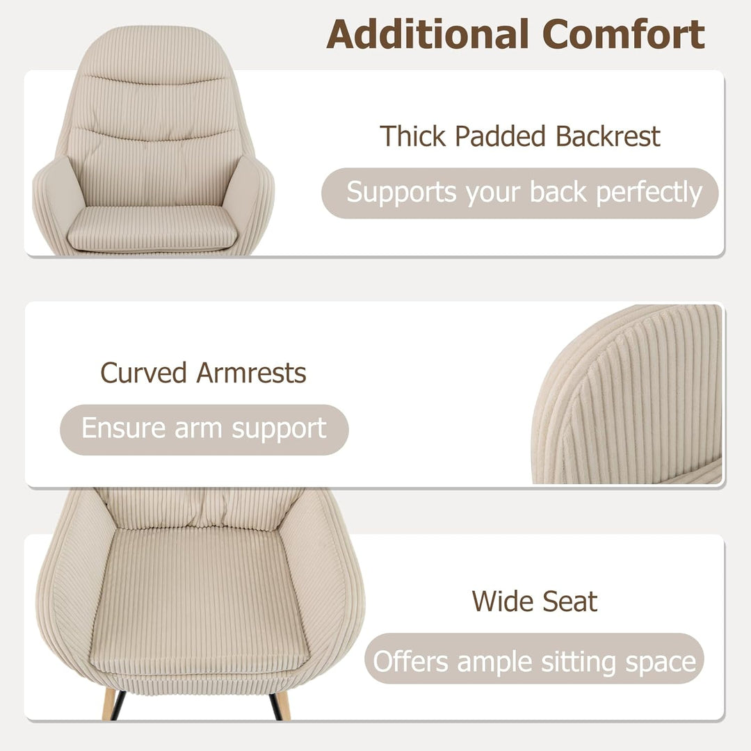 Giantex Upholstered Rocking Chair Nursery Glider Rocker with Padded Backrest and Seat