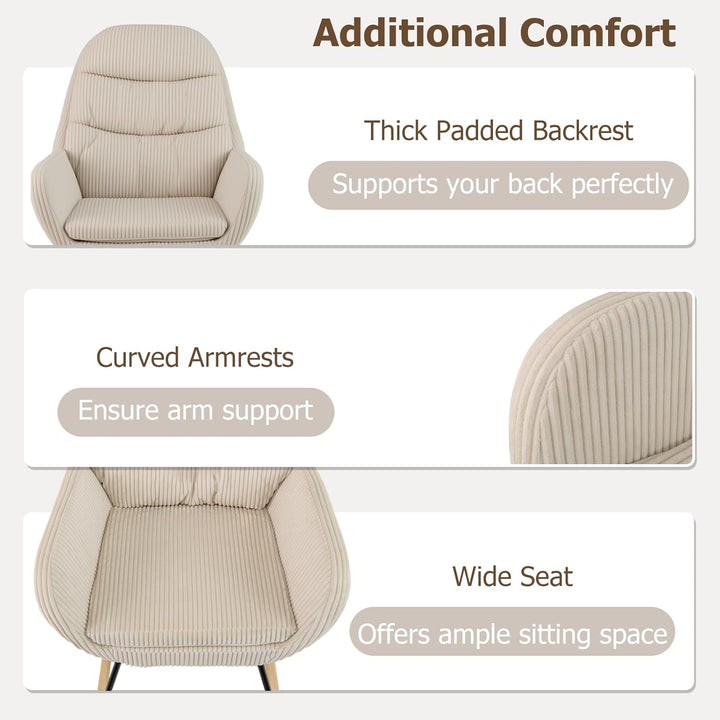 Giantex Upholstered Rocking Chair Nursery Glider Rocker with Padded Backrest and Seat