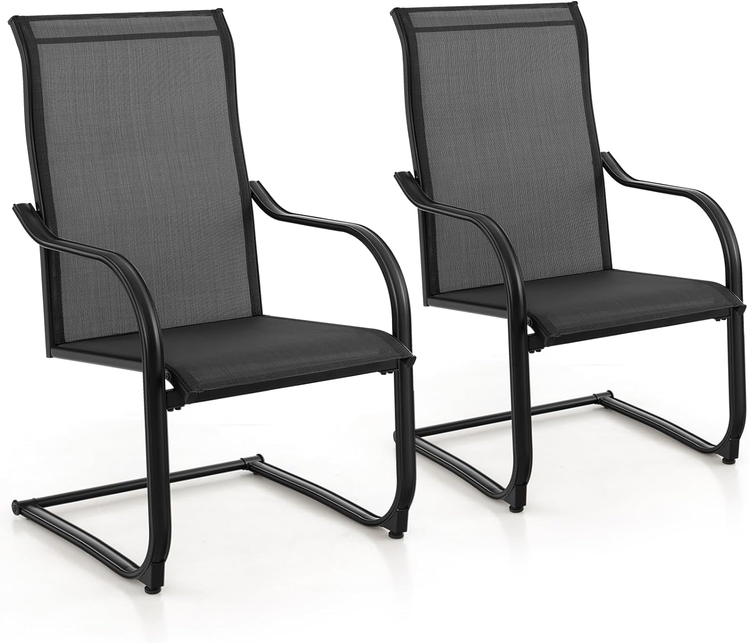 Giantex Patio Chairs, High Back Outdoor Chairs w/Sled Base, All Weather Fabric