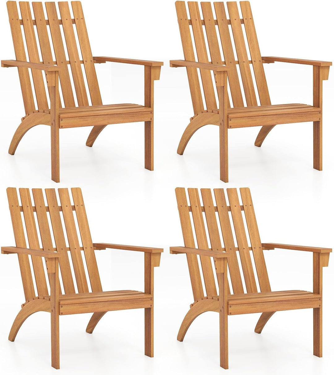 Giantex Acacia Wood Patio Adirondack Chair with Inclined Seat and High Backrest for Porch
