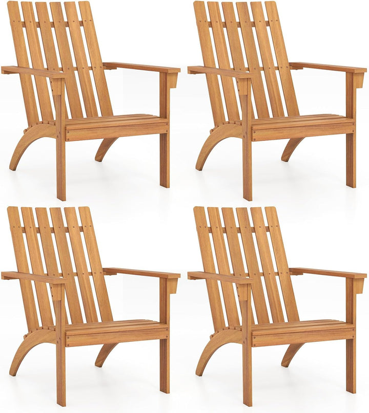 Giantex Acacia Wood Patio Adirondack Chair with Inclined Seat and High Backrest for Porch