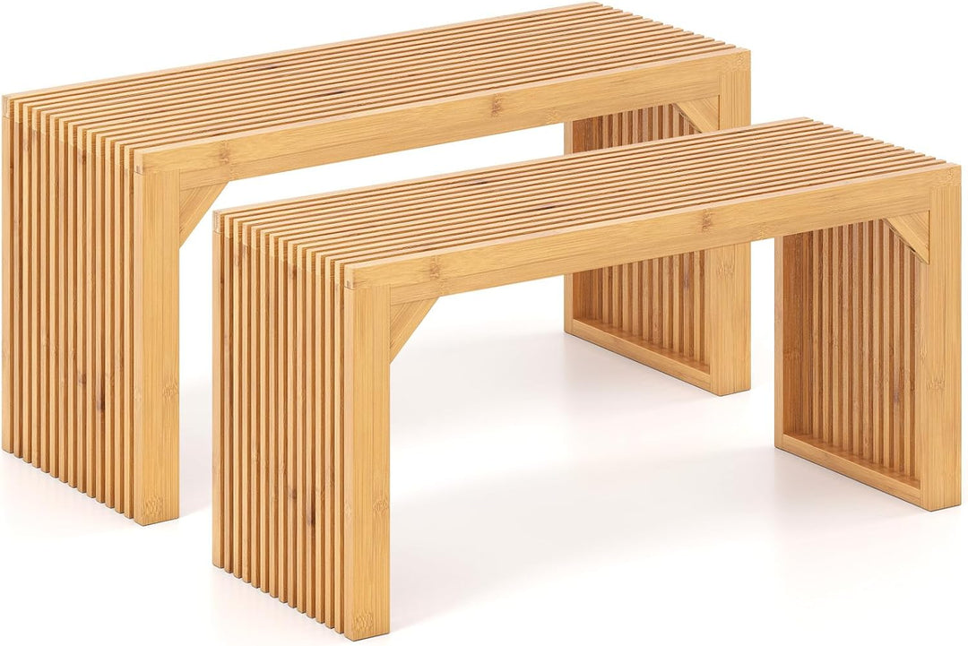 Giantex 36" Bamboo Dining Bench 660Lbs Capacity 2-Person Kitchen Table Bench for Living Room