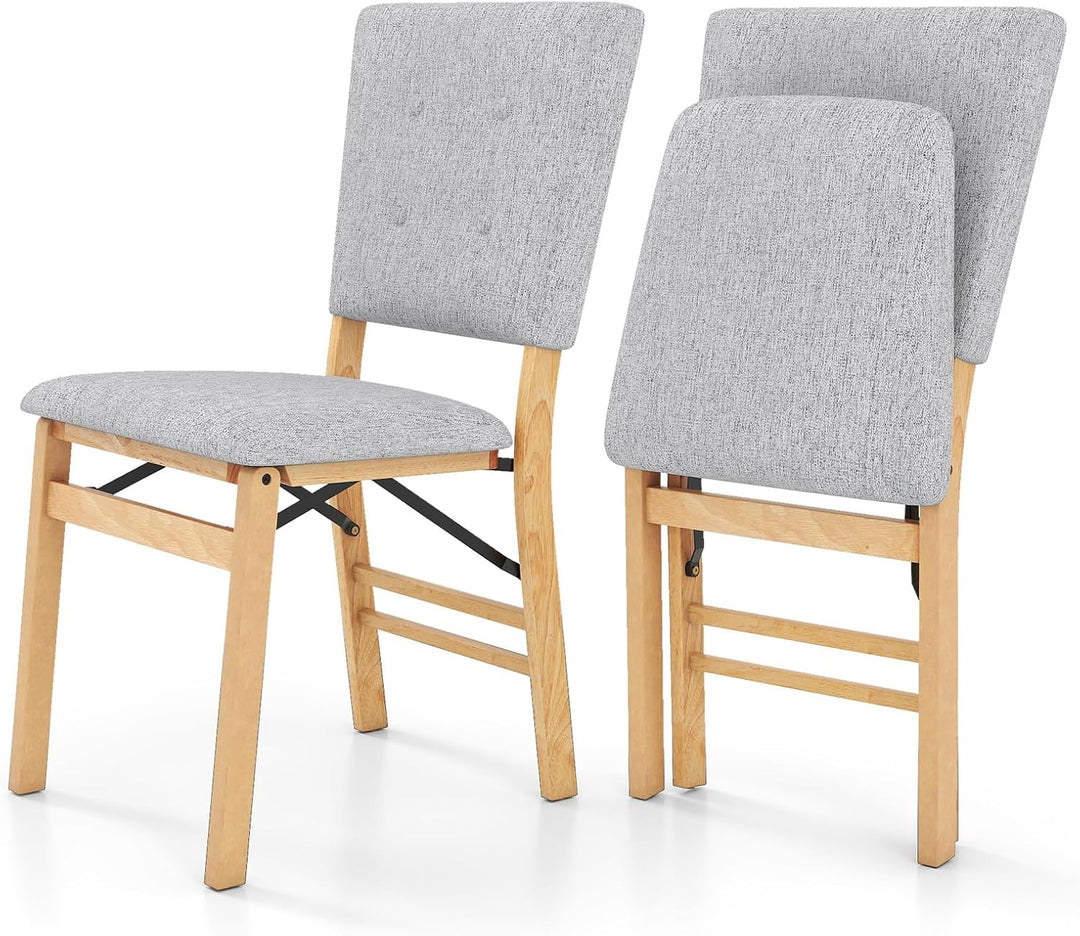 Giantex Foldable Dining Chair Set of 2/4 Armless Kitchen Chair with Padded Seat and Tilt Backrest