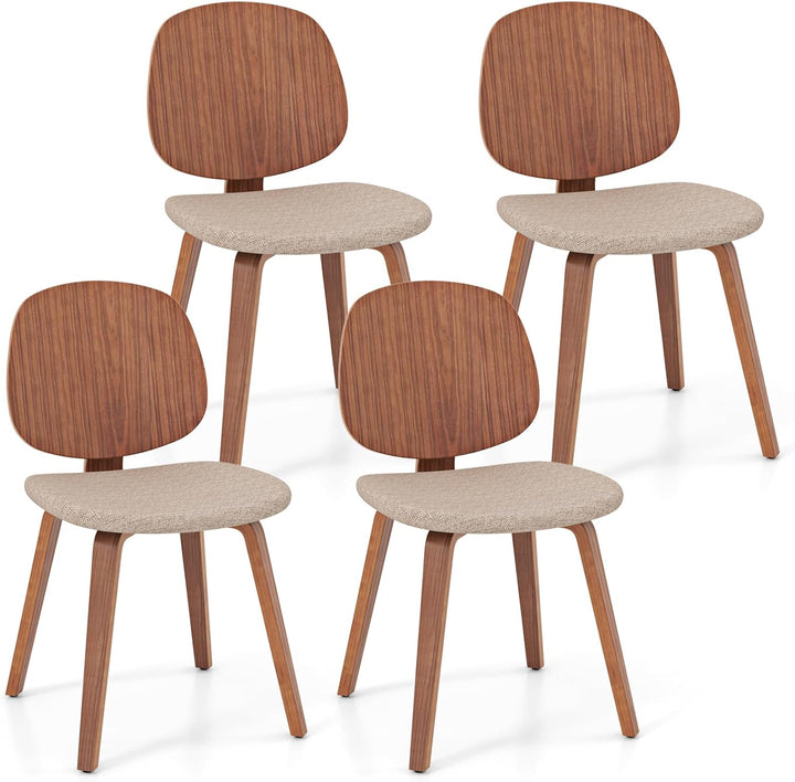 Giantex Wooden Dining Chairs Set of 2/4 Chenille Fabric Upholstered Kitchen Chair w/Bentwood Frame