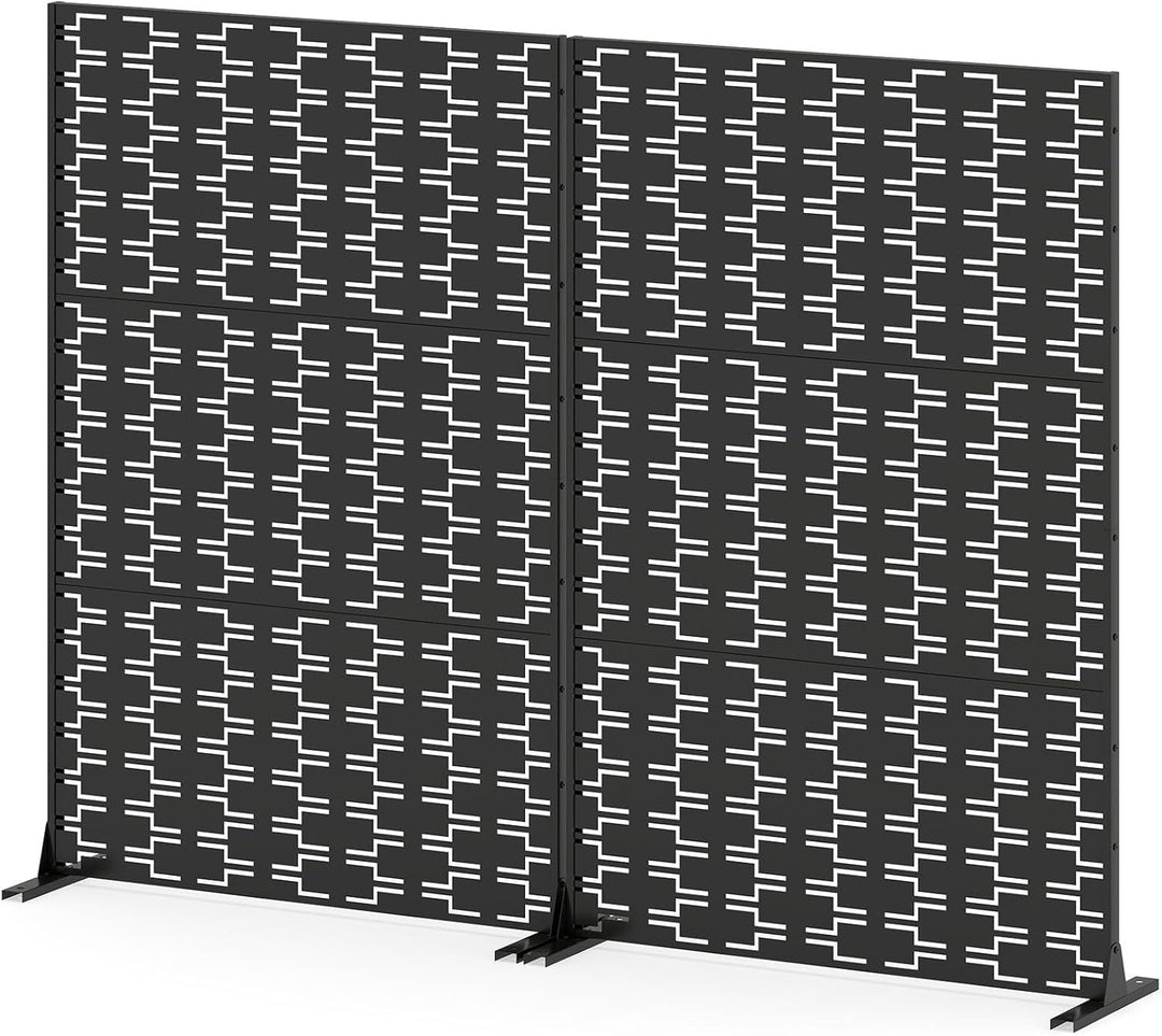 Giantex Metal Privacy Screen 72 x 48 Inch Freestanding Fence Panel Indoor Outdoor
