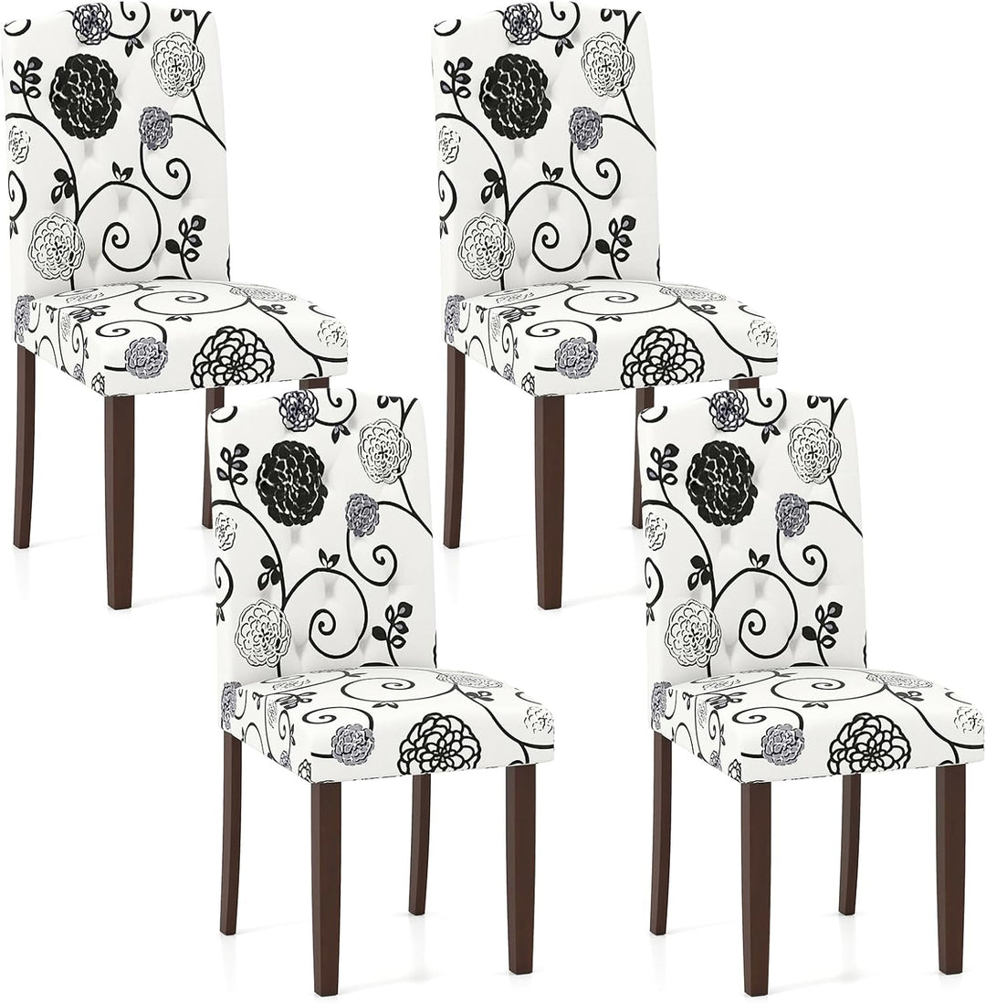 Giantex Upholstered Dining Chairs Set of 2/4 Button Tufted Fabric Upholstered Parson Chairs