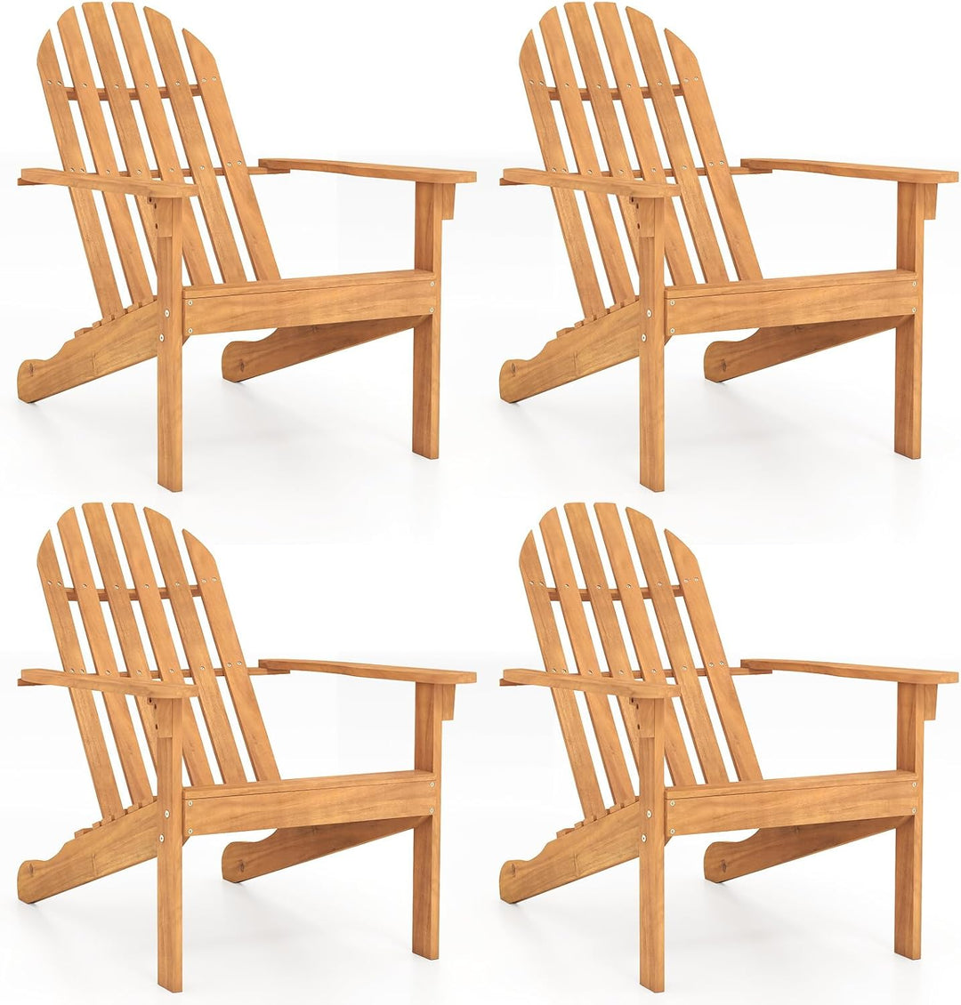 Giantex Acacia Wood Patio Adirondack Chair with Inclined Seat and High Backrest