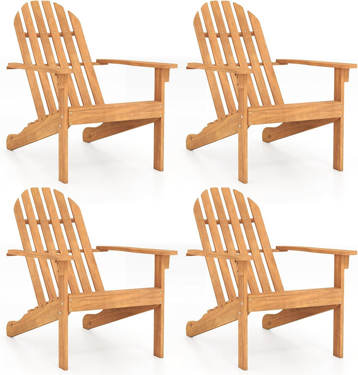Giantex Acacia Wood Patio Adirondack Chair with Inclined Seat and High Backrest