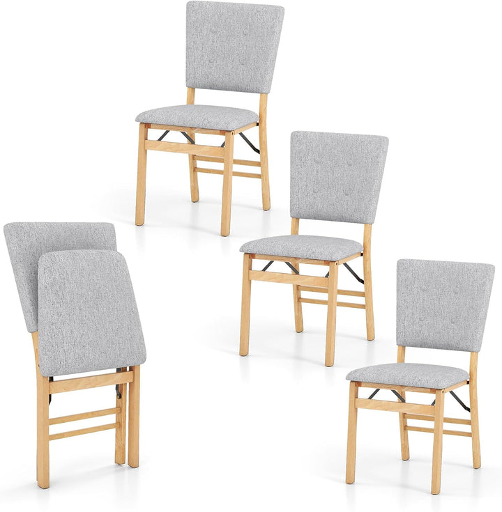 Giantex Foldable Dining Chair Set of 2/4 Armless Kitchen Chair with Padded Seat and Tilt Backrest