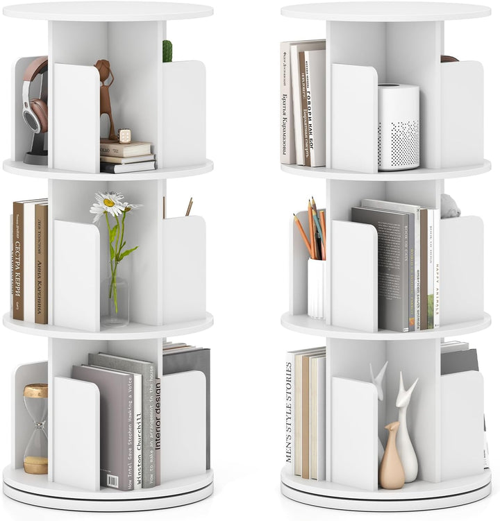 Giantex 3-Tier Rotating Bookshelf 360° Display Rack w/Dividers & Anti-Falling Baffles