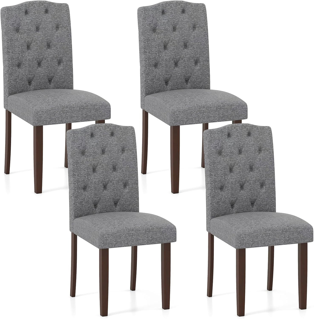 Giantex Upholstered Dining Chairs Set of 2/4 Button Tufted Fabric Upholstered Parson Chairs