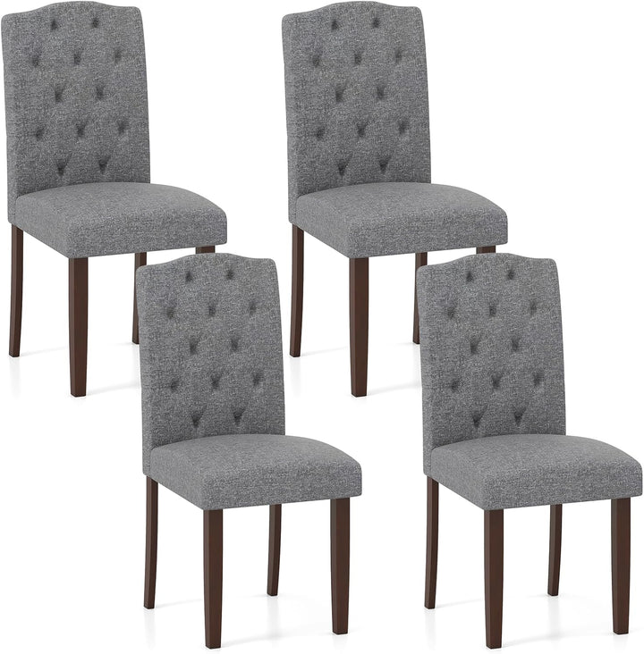 Giantex Upholstered Dining Chairs Set of 2/4 Button Tufted Fabric Upholstered Parson Chairs