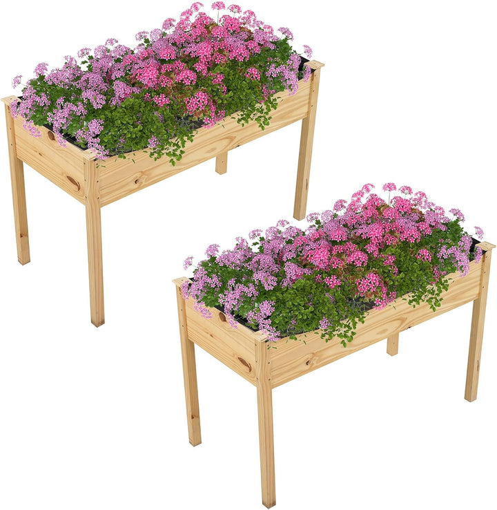 Giantex 47"x23"x30"  Elevated Wood Planter Box with Liner