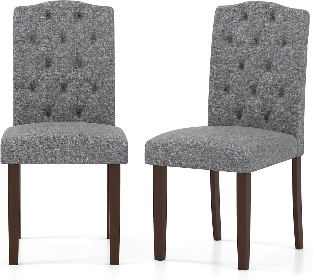 Giantex Upholstered Dining Chairs Set of 2/4 Button Tufted Fabric Upholstered Parson Chairs
