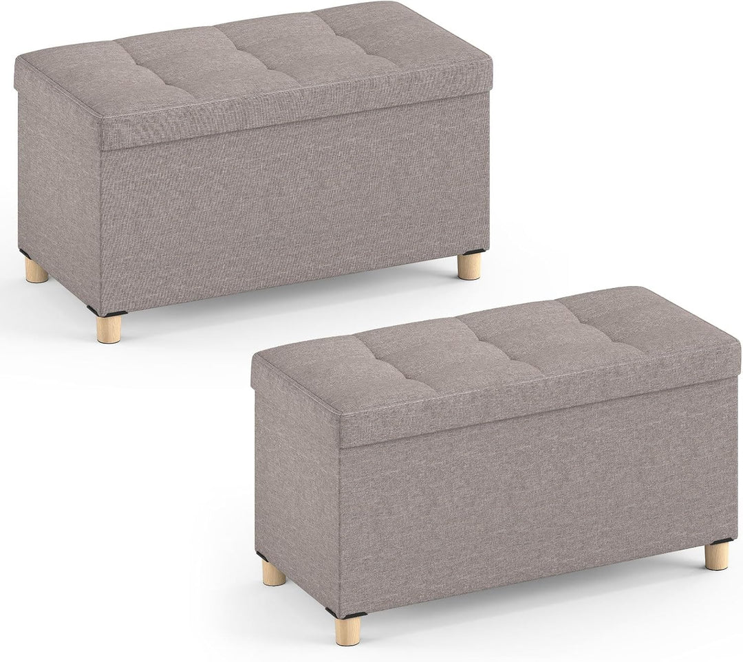 Giantex 30 Inches Storage Ottoman Bench with Tray and Rubber Wood Legs