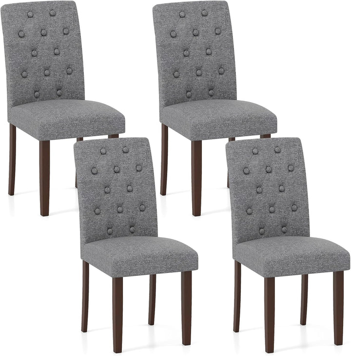 Giantex Tufted Dining Chairs Set of 2/4 Upholstered Kitchen Chairs w/Padded Seat & High Backrest