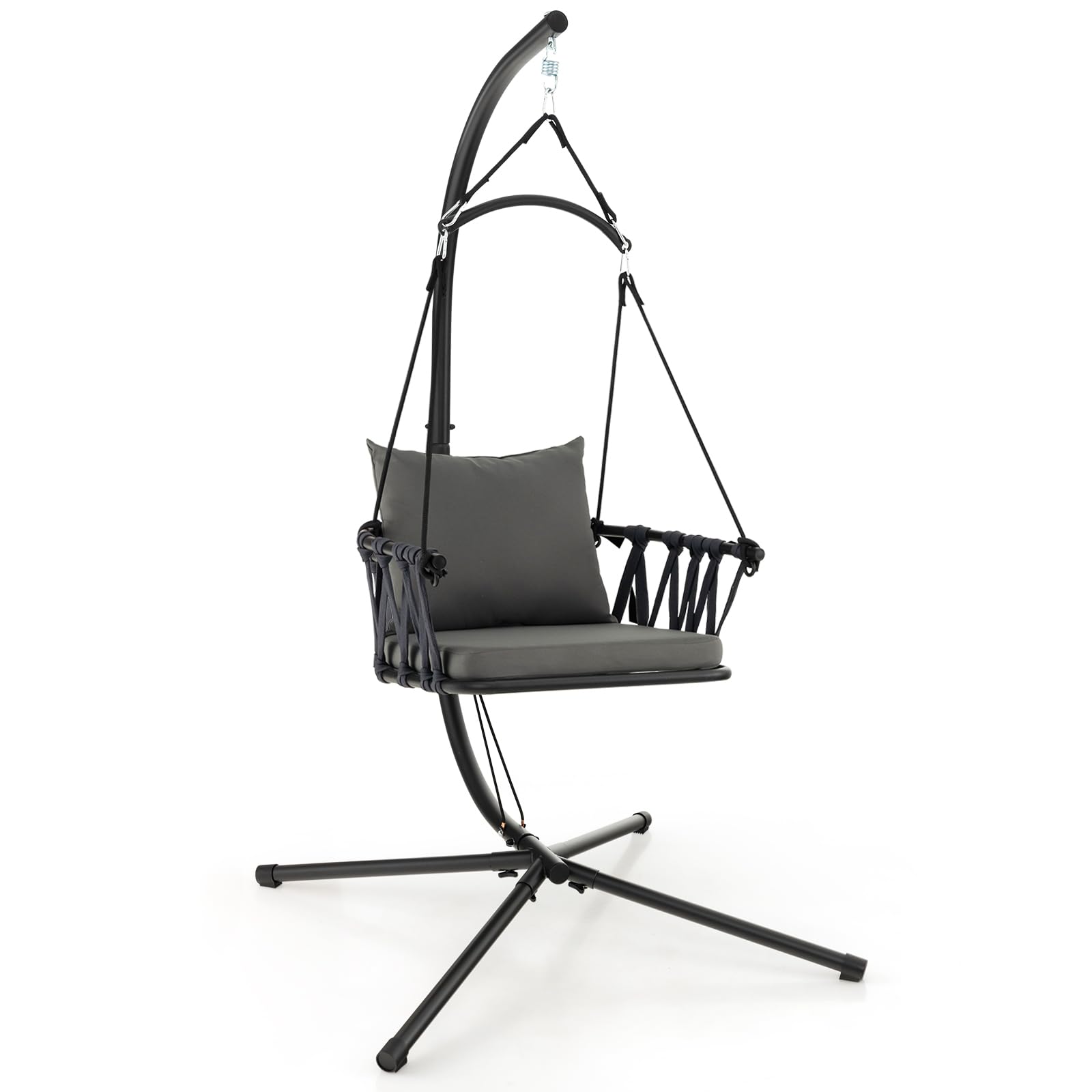Giantex Hanging Swing Chair W/Stand, Cozy Seat & Back Cushions