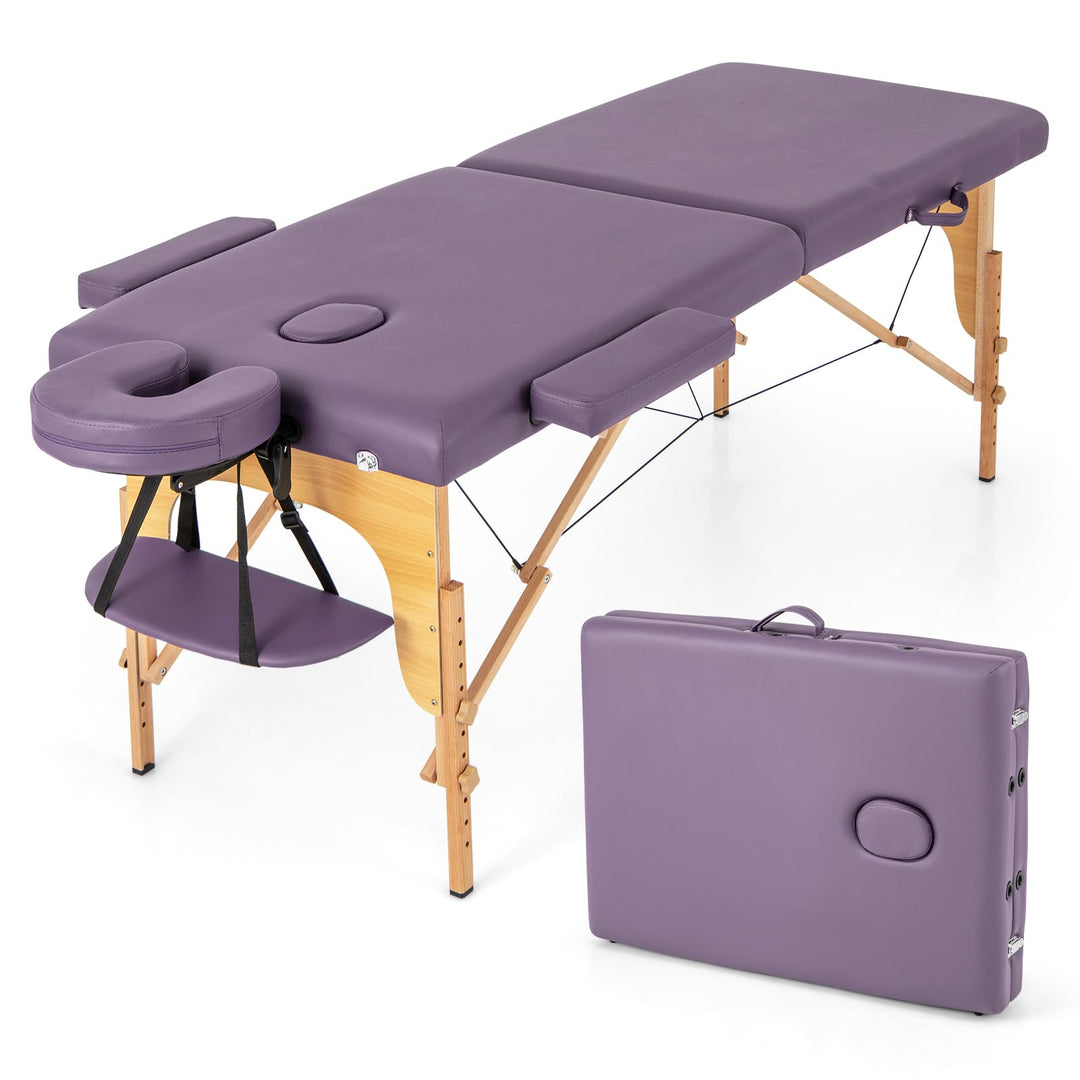Giantex Massage Table, Portable Massage Bed w/Carrying Case, 2-Section Salon Spa Facial Care Tattoo Bed