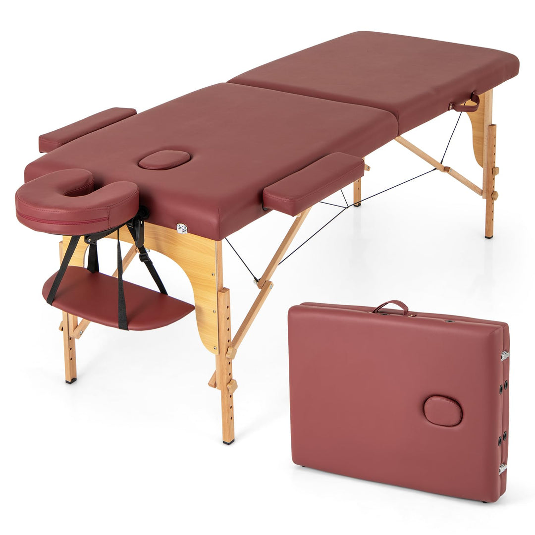 Giantex Massage Table, Portable Massage Bed w/Carrying Case, 2-Section Salon Spa Facial Care Tattoo Bed