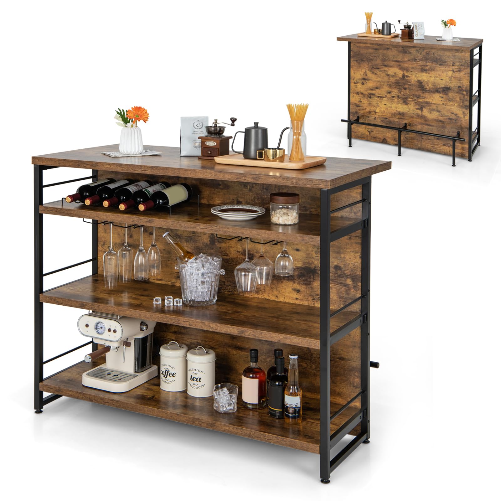 4 Tier Liquor Bar Table with Footrest - Giantex