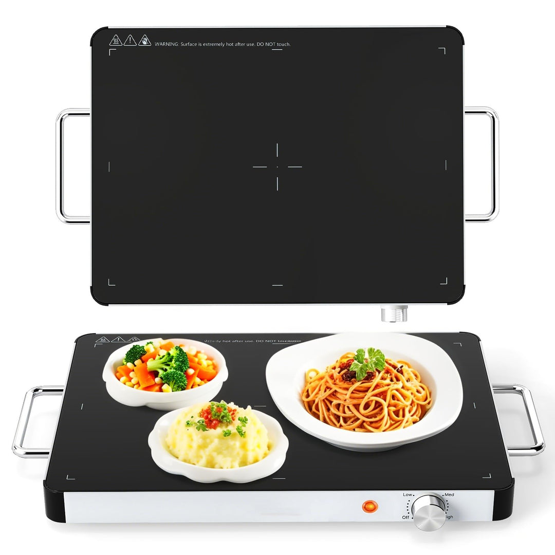 Giantex Electric Warming Tray 16'' x 12'' - Tempered Glass Buffet Server & Food Warmer