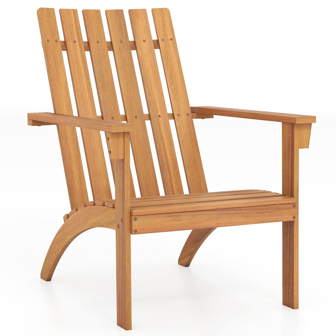 Giantex Acacia Wood Patio Adirondack Chair with Inclined Seat and High Backrest for Porch