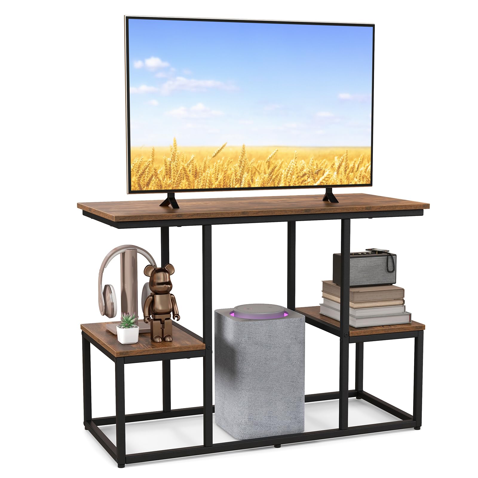 Giantex TV Stand for 50-Inches TVs - Industrial Sofa Table with Open Storage Shelves, 2-Tier Display Rack