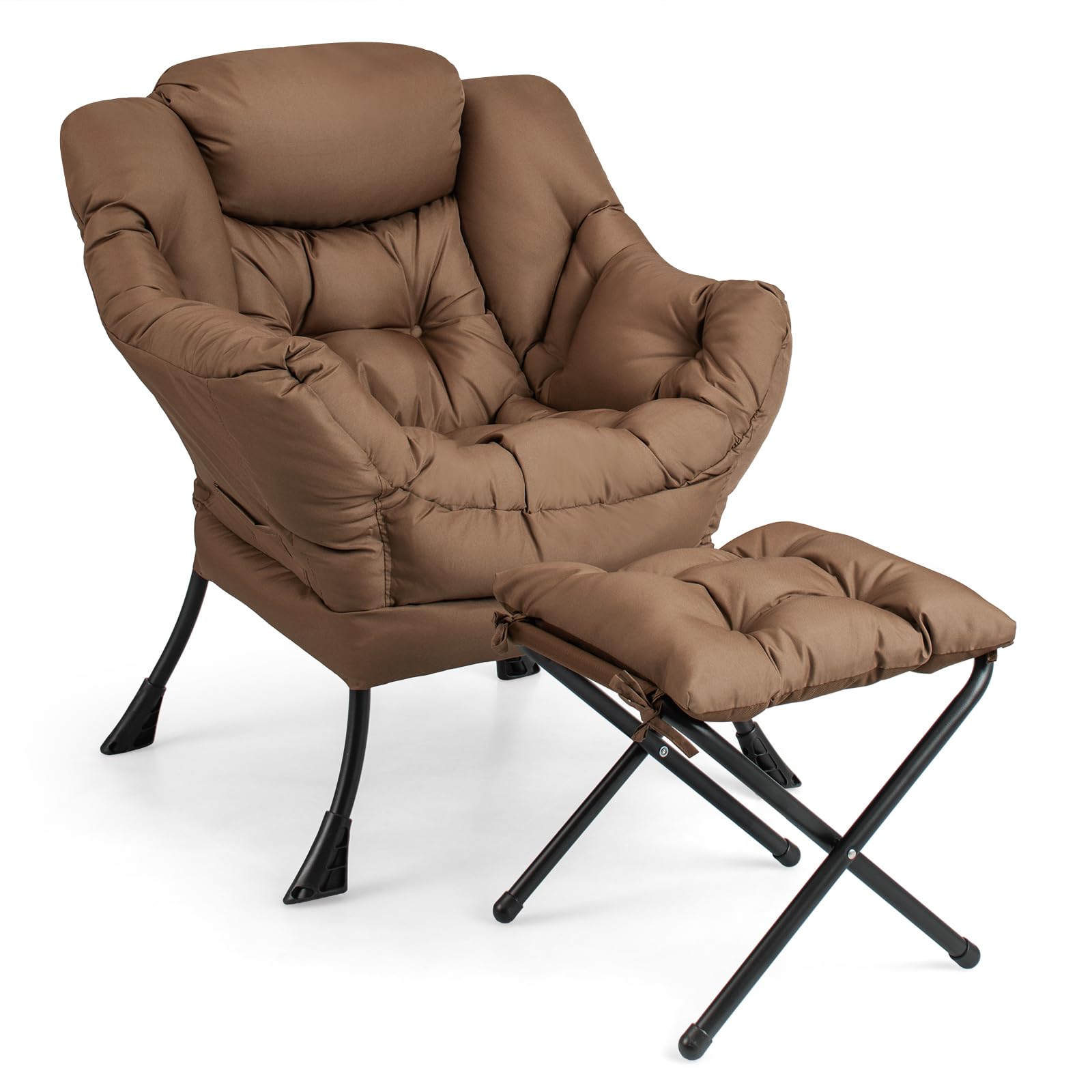Giantex Modern Lazy Chair, Accent Contemporary Lounge Chair Polyester Fabric w/Steel Frame