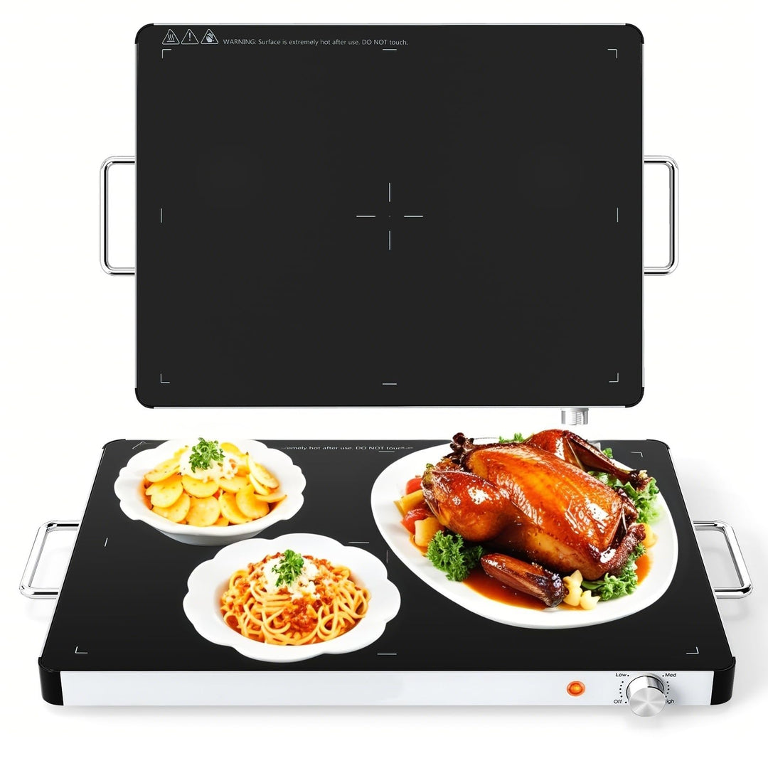 Giantex Electric Warming Tray 21'' x 16'' - Tempered Glass Buffet Server & Food Warmer