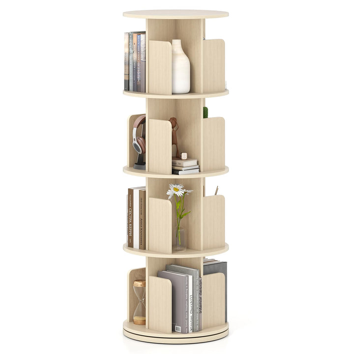 Giantex 4-Tier Rotating Bookshelf 360° Display Rack w/Dividers & Anti-Falling Baffles