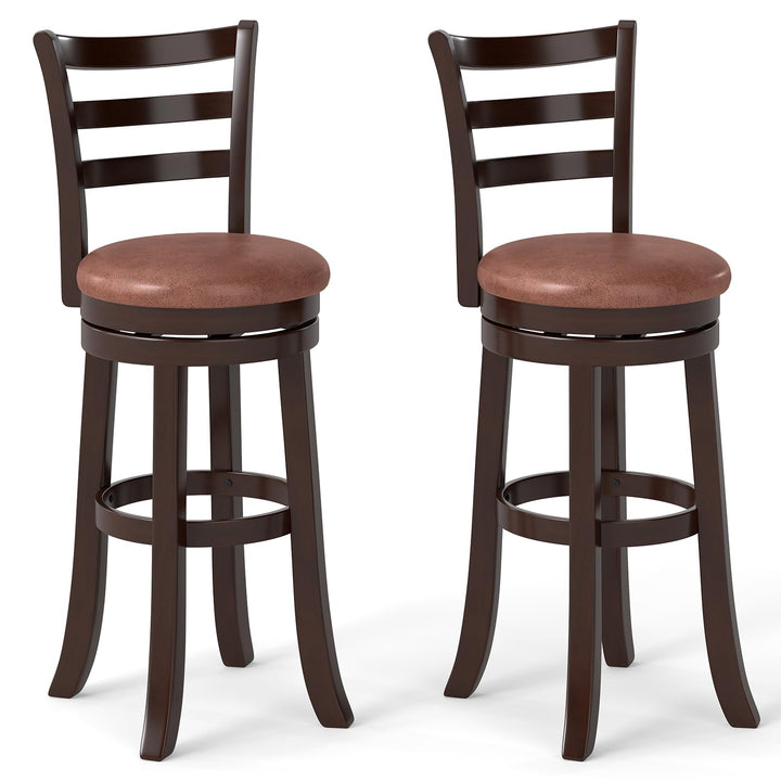 Giantex 30" Counter Height Swivel Barstools Set of 2/4 with Faux Leather Seat and Wrap-around Footrest