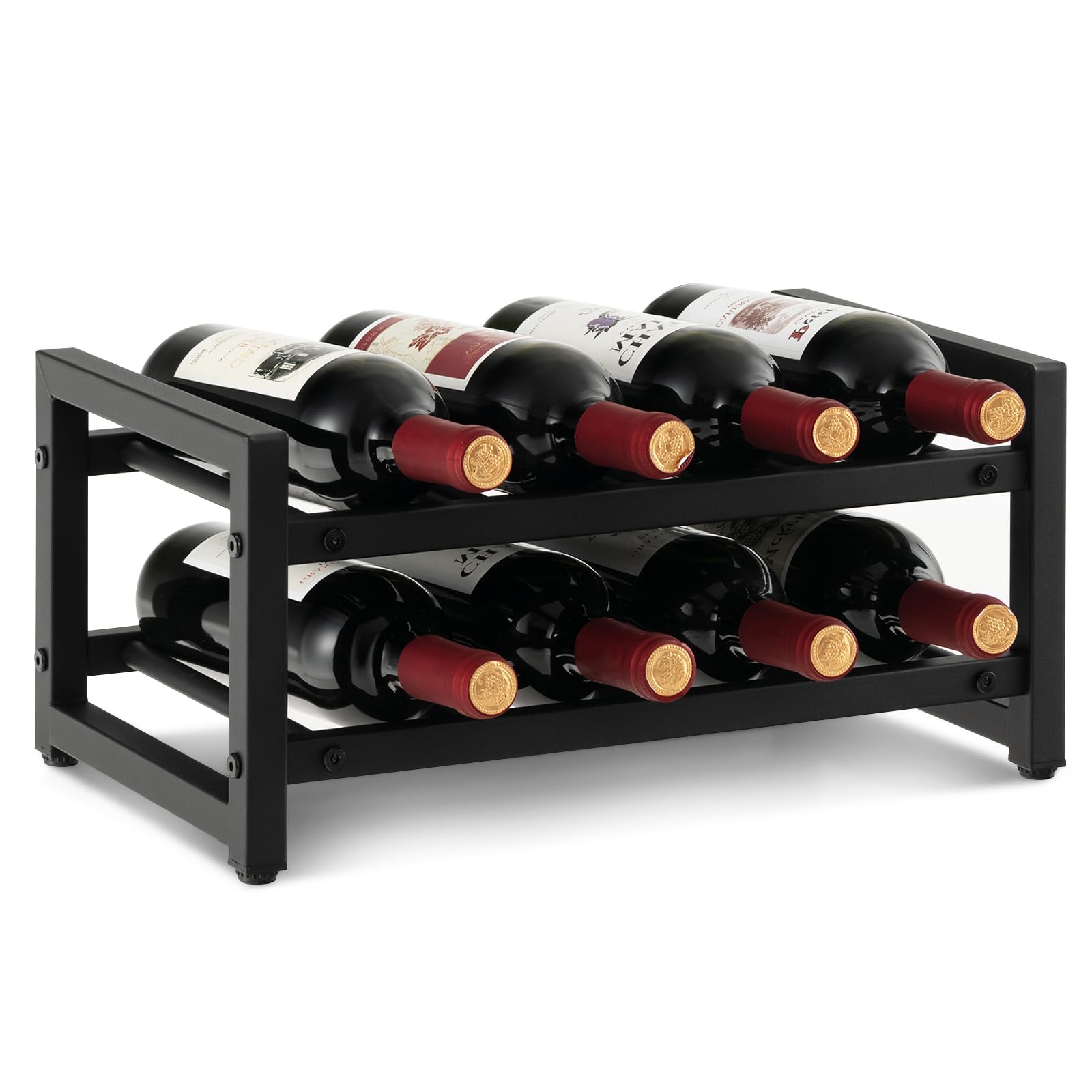 Giantex 2-Tier Metal Wine Rack Freestanding Counter Black